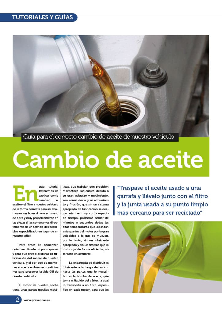 [Joan Alonso Design] Maquetación | Manual Prevencar | Cambio de aceite y filtro